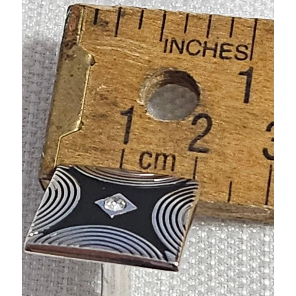 SWANK Art Deco‎ Geometric Square Cufflinks Silver Black Toggle Back Dapper Mens